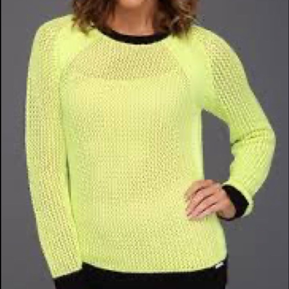 MICHAEL Kors Neon Yellow Sweater with Black Trim